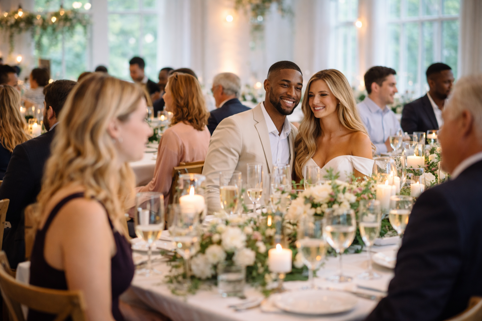 Happy couple at a wedding