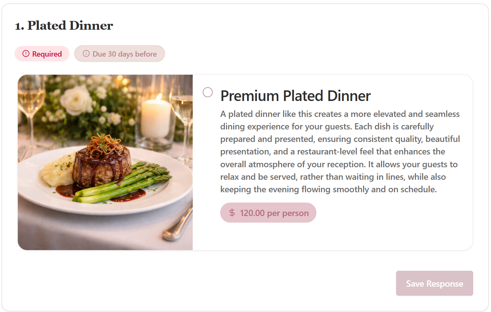 An option with imagery and text