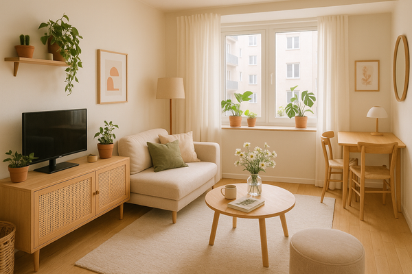 Cute apartment with plants and furniture