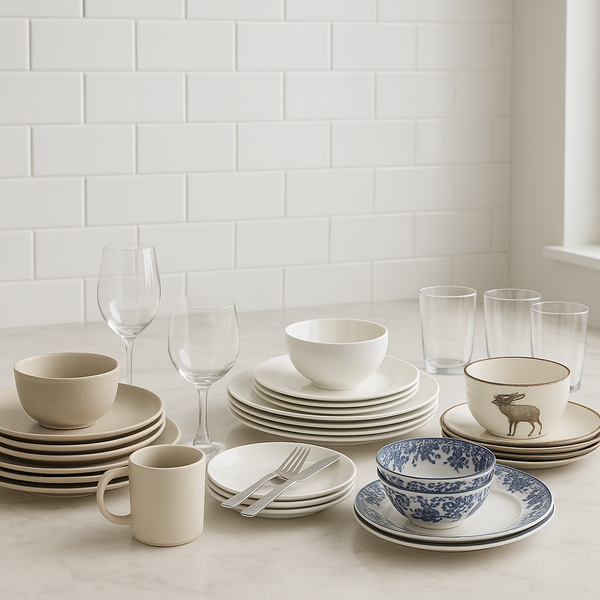 Dinner wear on white table